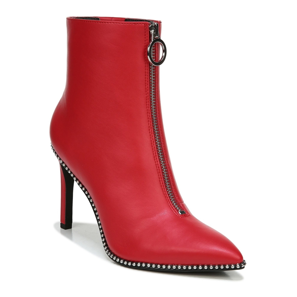 BAR III Womens Red Studded Ball Chain Cushioned Briget Pointed Stiletto Booties